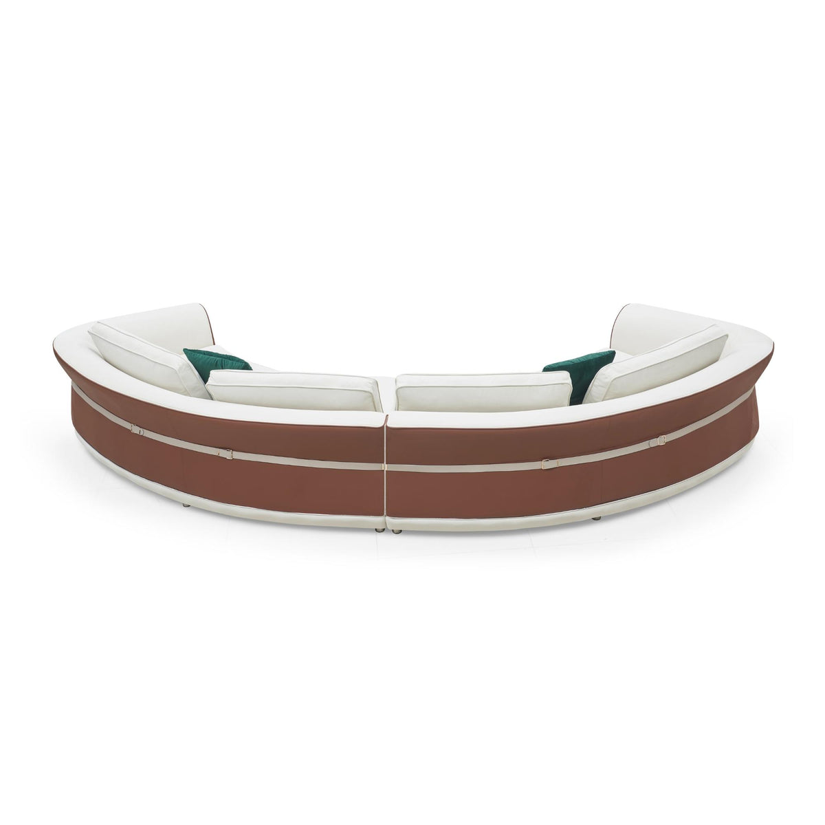 Bashar Curved Sectional Sofa – Two Tone Beige & Brown