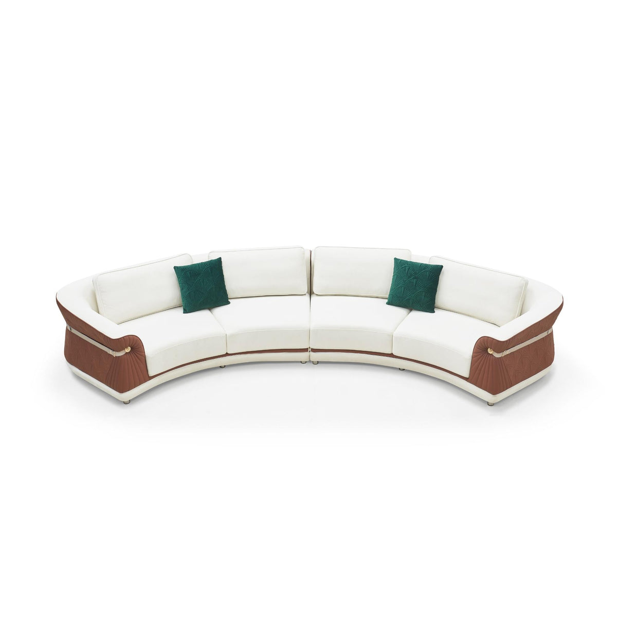 Bashar Curved Sectional Sofa – Two Tone Beige & Brown