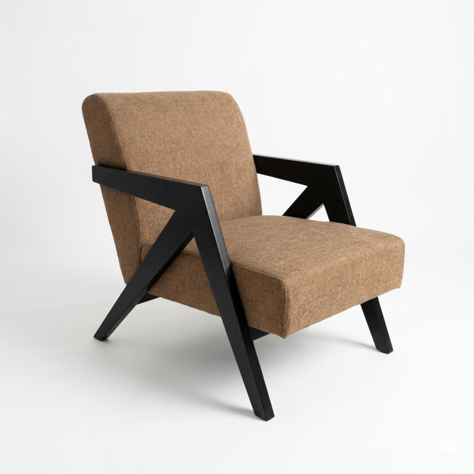 Bula Armchair – Black Wood & Latte Brown Fabric