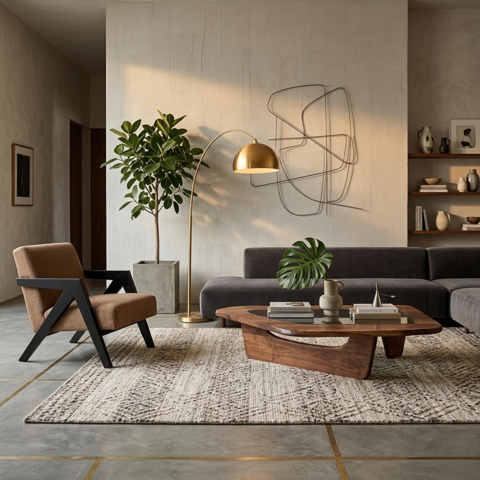 Bula Armchair – Black Wood & Latte Brown Fabric