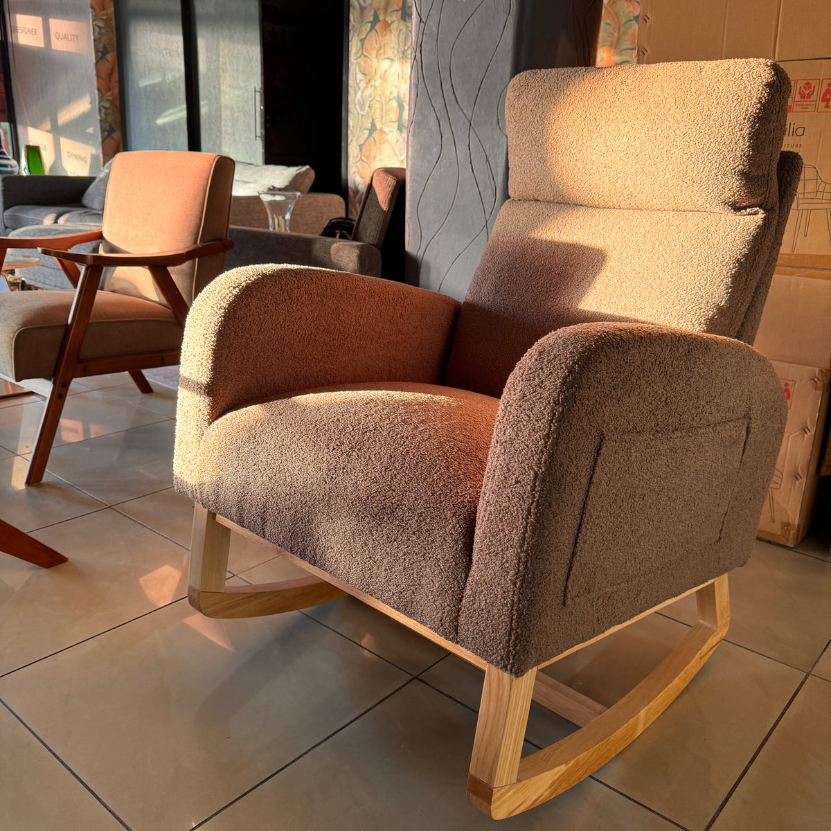 Teddy Boucle Rocking Armchair