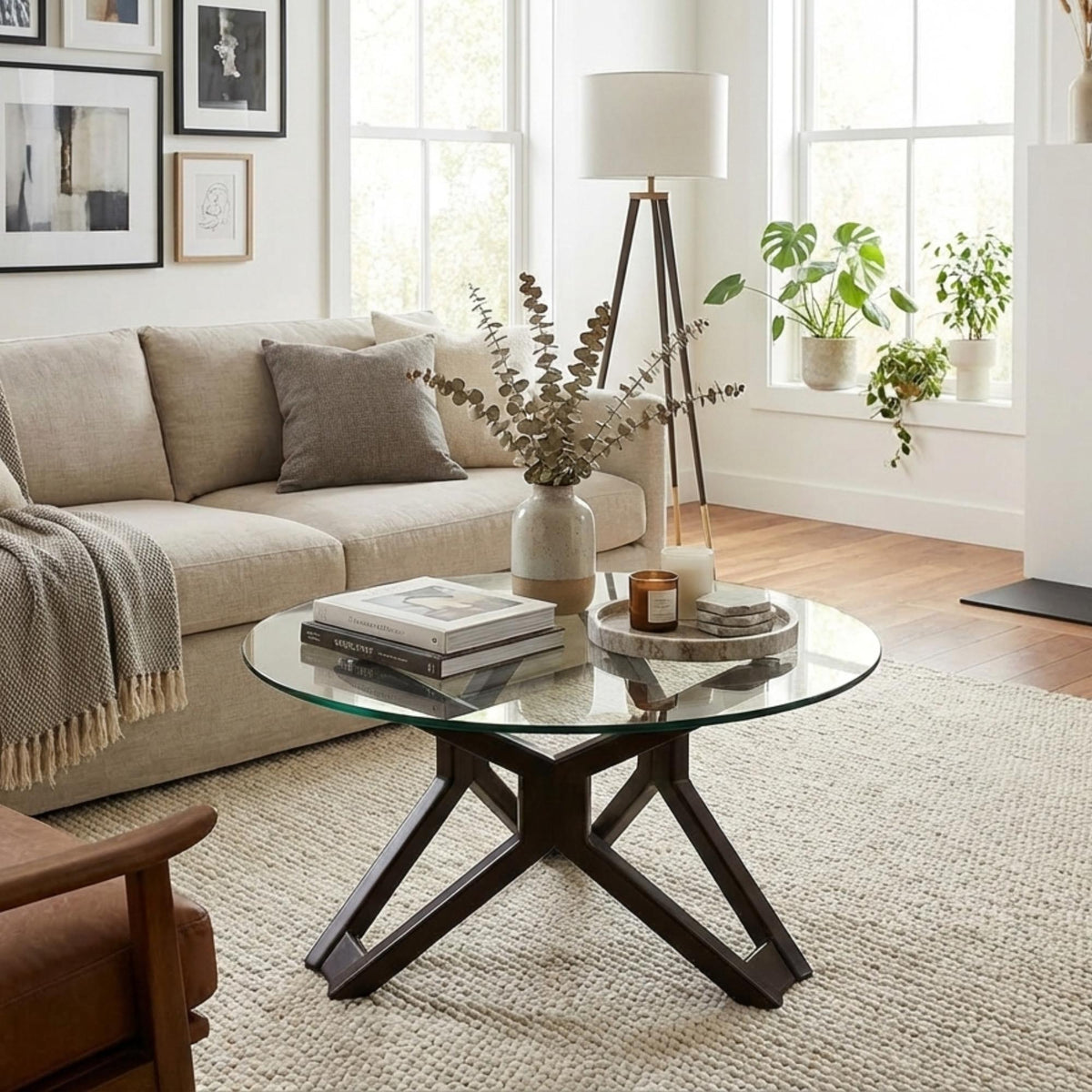 Izabell Coffee Table – Solid Wood & Glass
