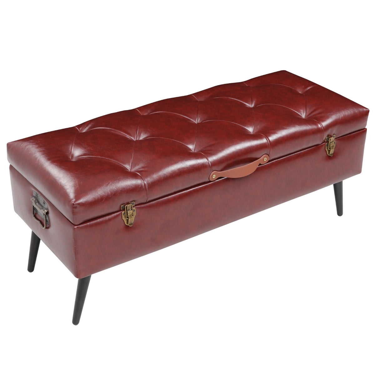 Karter Button Tufted Storage Bench Dark Brown