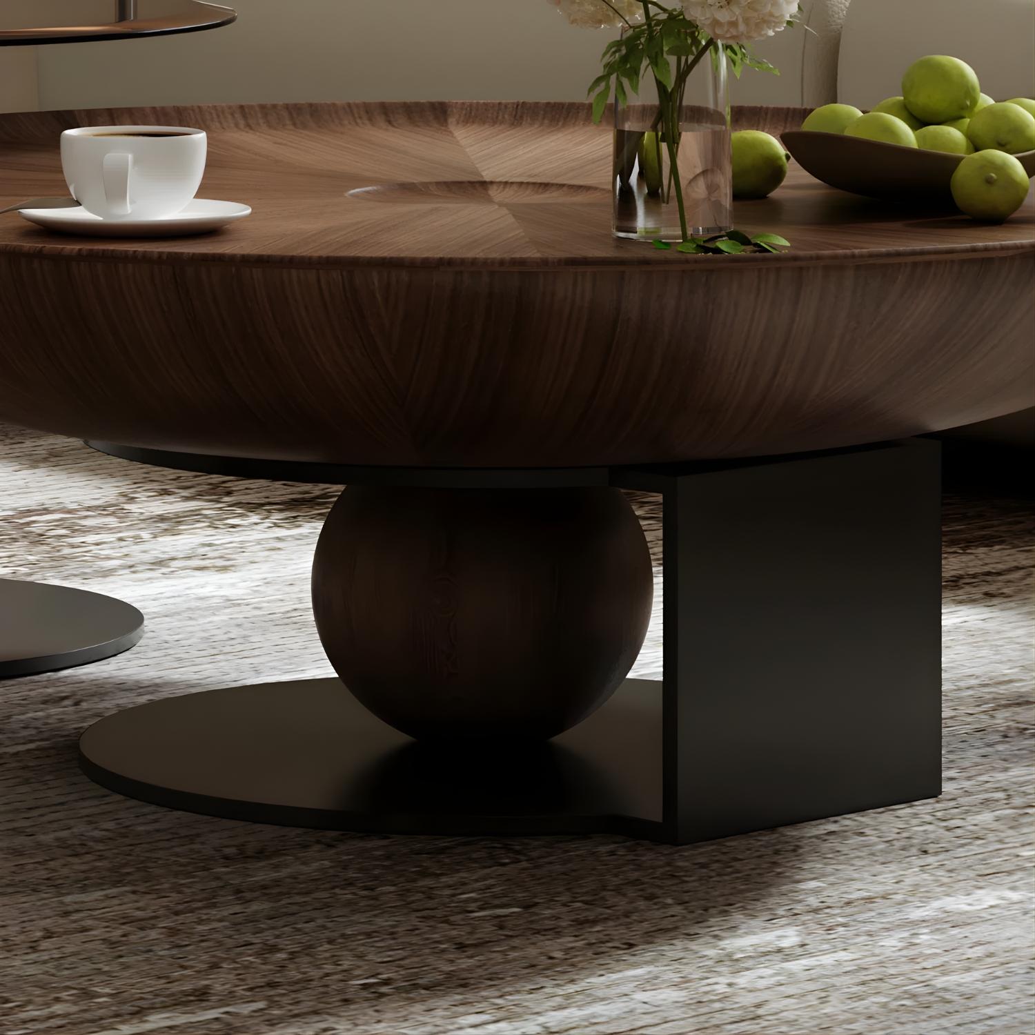 Quinn Coffee & Side Table Set – Dark Wood & Glass