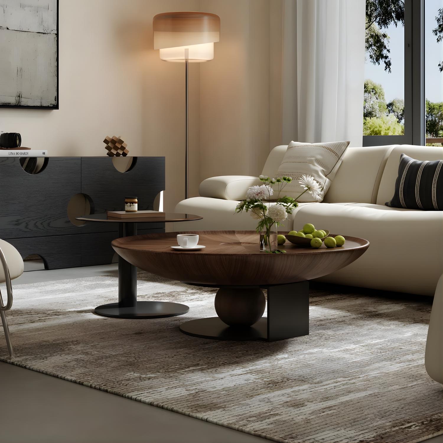 Quinn Coffee & Side Table Set – Dark Wood & Glass