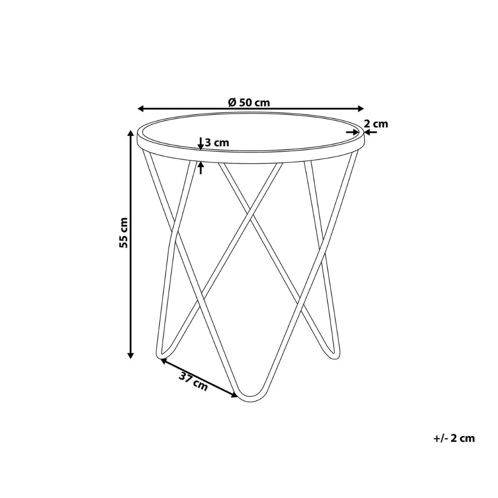 Aden End Table picture with dimensions.