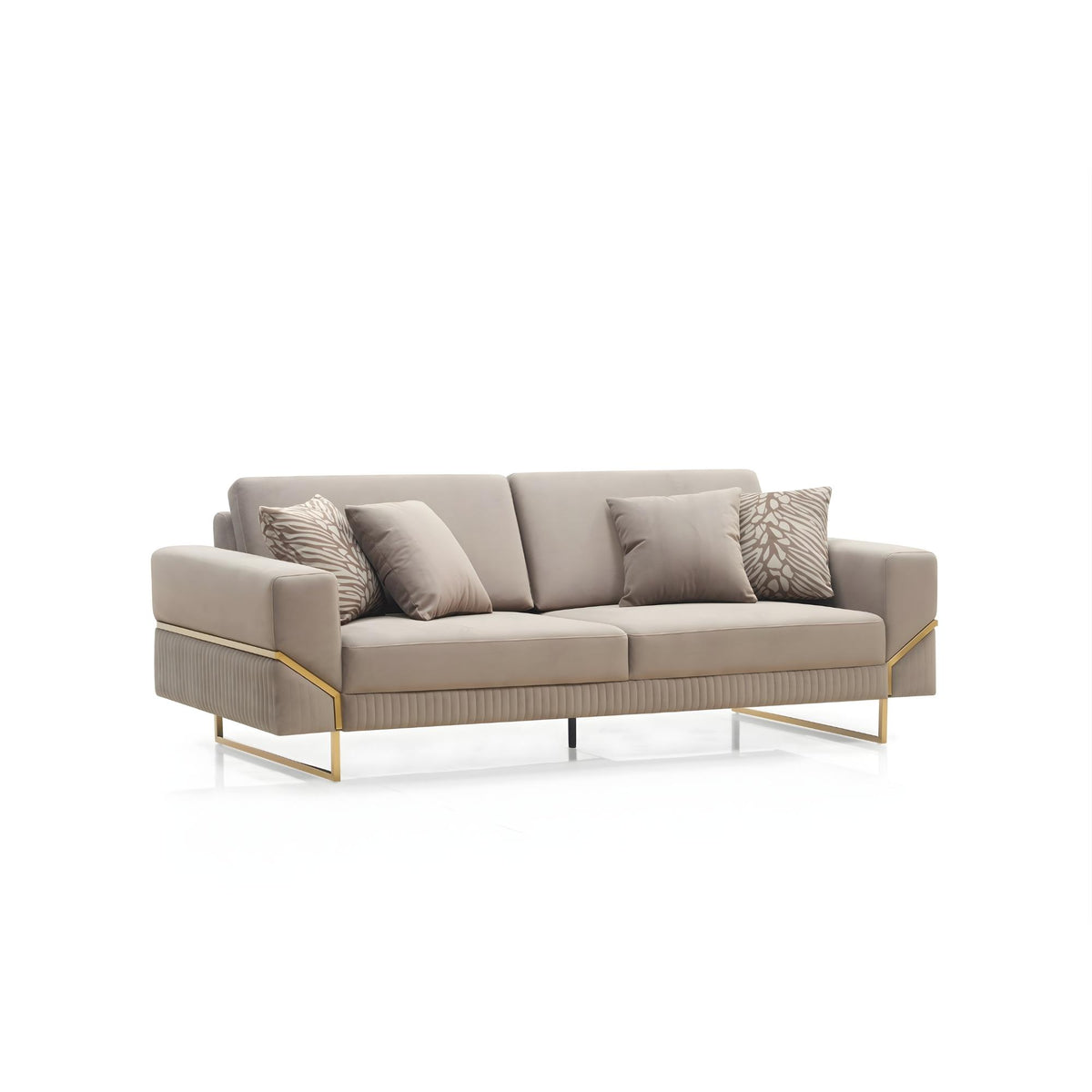 Alexa Sofa Set – Grey Gold Trim