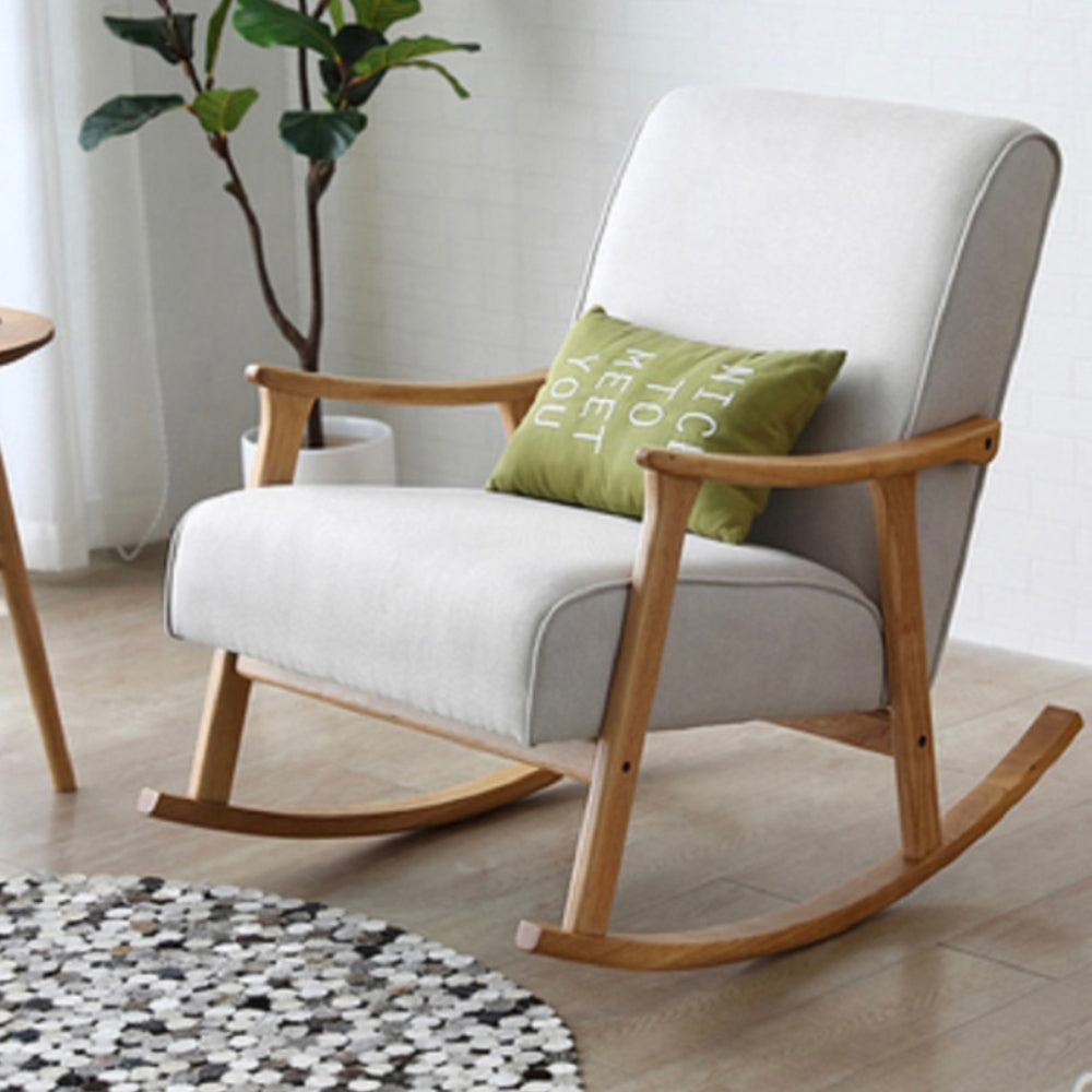 alona rocking arm chair cream in relaxed room setting