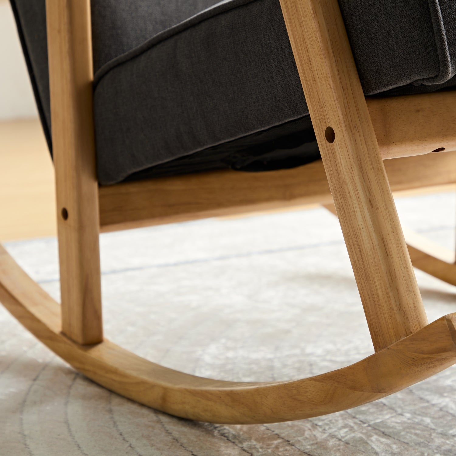 alona rocking arm chair dark grey curved rocking legs