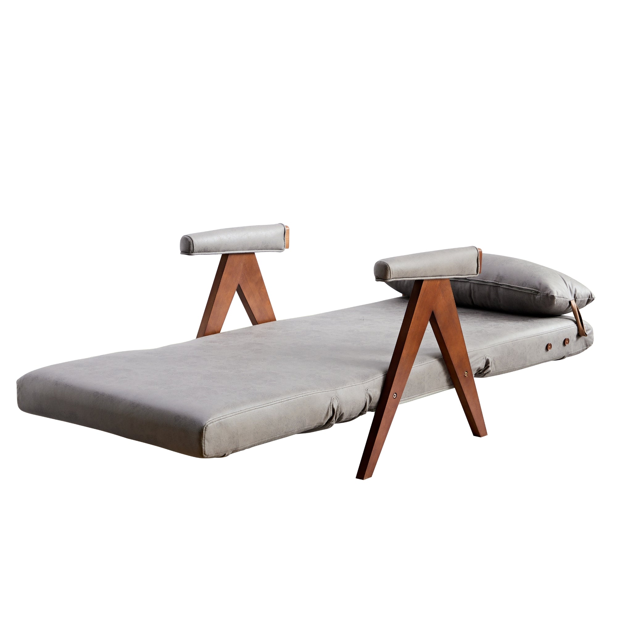 Ariton Tri-Fold Sleeper Convertible Chair with Pillow, Solid Wood.