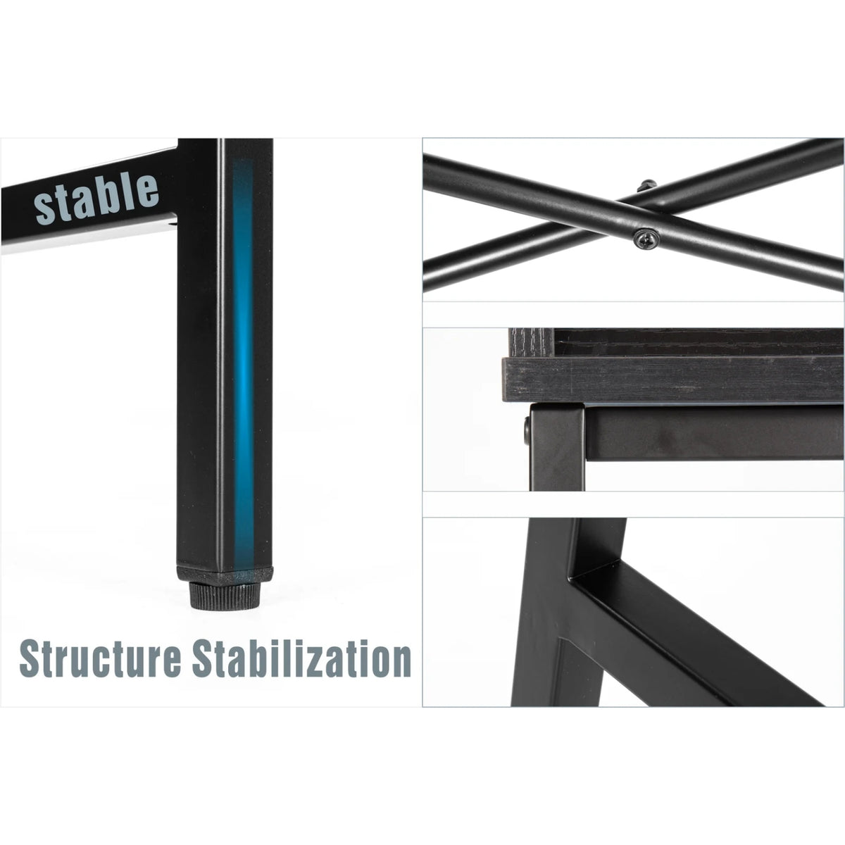 black metal frame stable with four holes designed for kiana writing desk