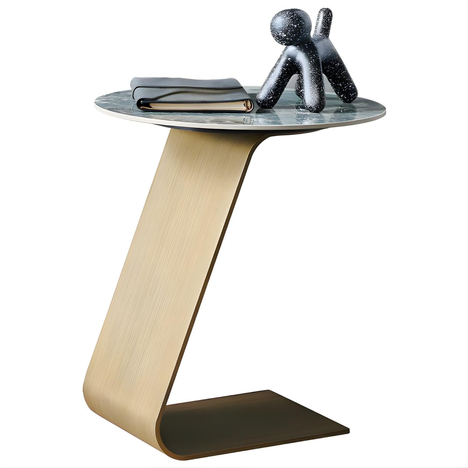 Bolzano Side Table – Grey Marble Look Stone