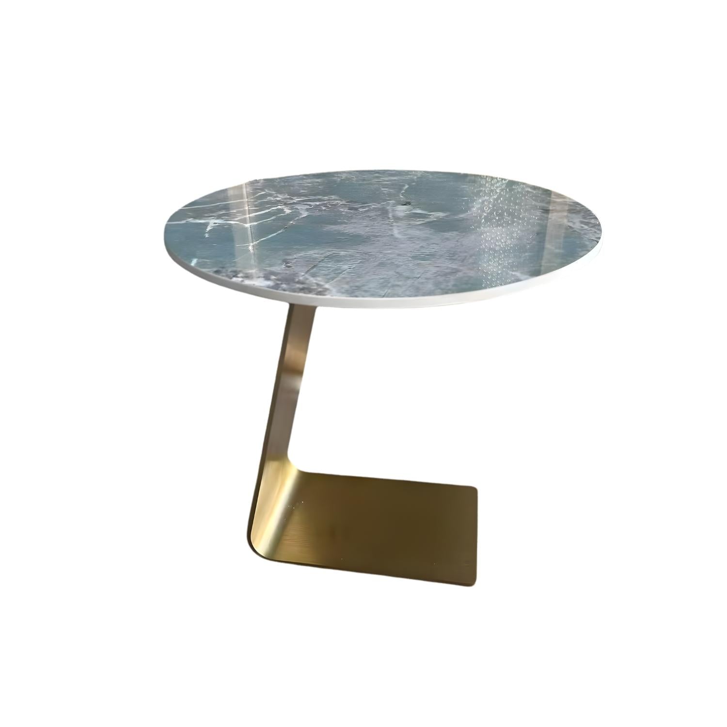 Bolzano Side Table – Grey Marble Look Stone