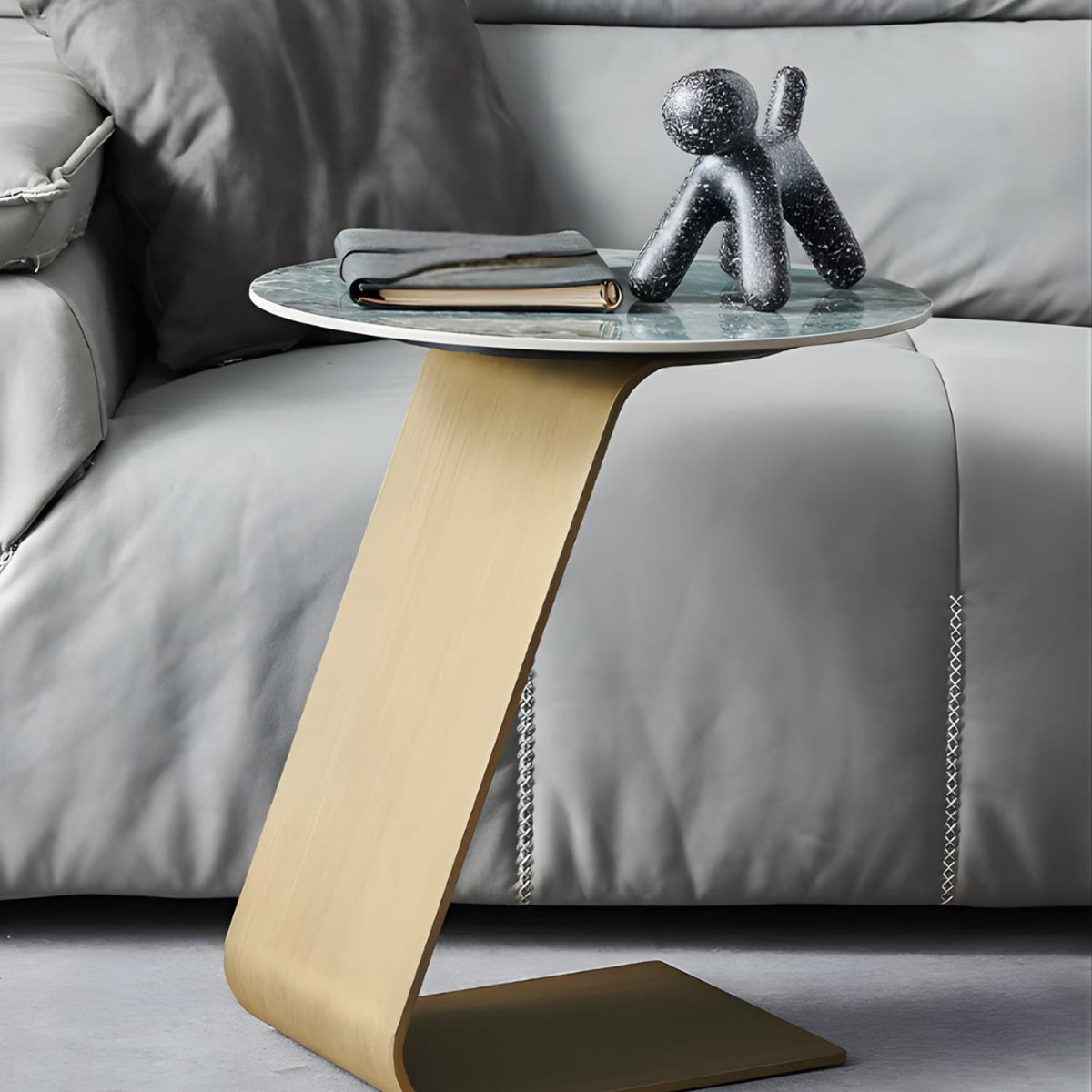 Bolzano Side Table – Grey Marble Look Stone