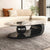 Cavalleto Black Coffee Table features a marble surface with a black ball underneath it.