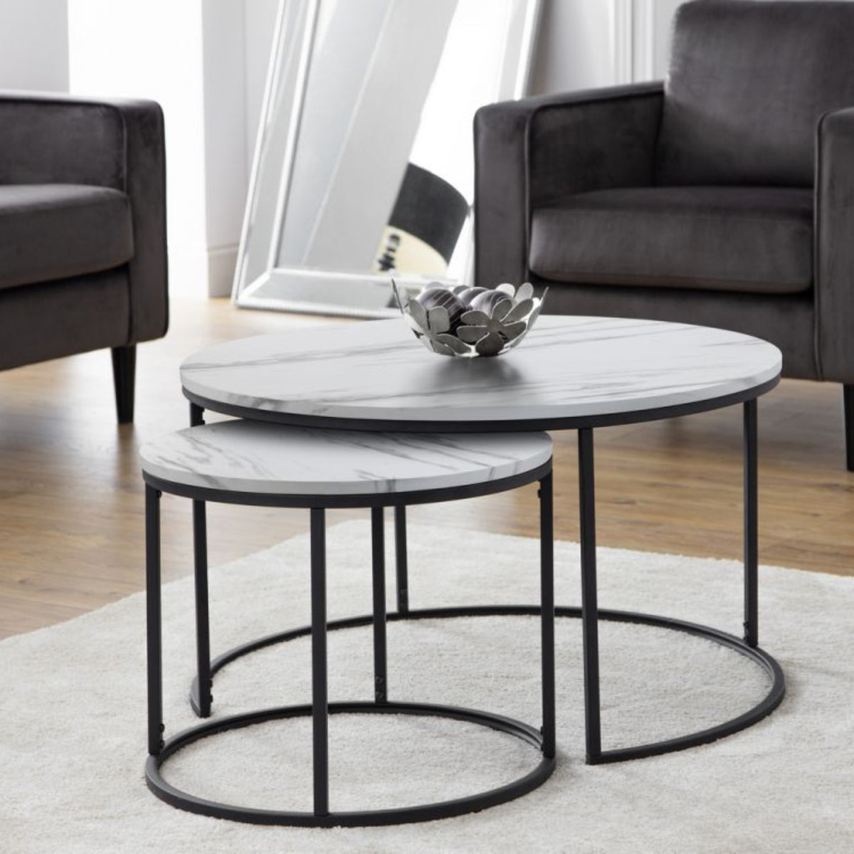 dalia coffee table white top black base home setting
