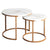 dalia end table set gold featuring two white marble tables with shiny gold legs