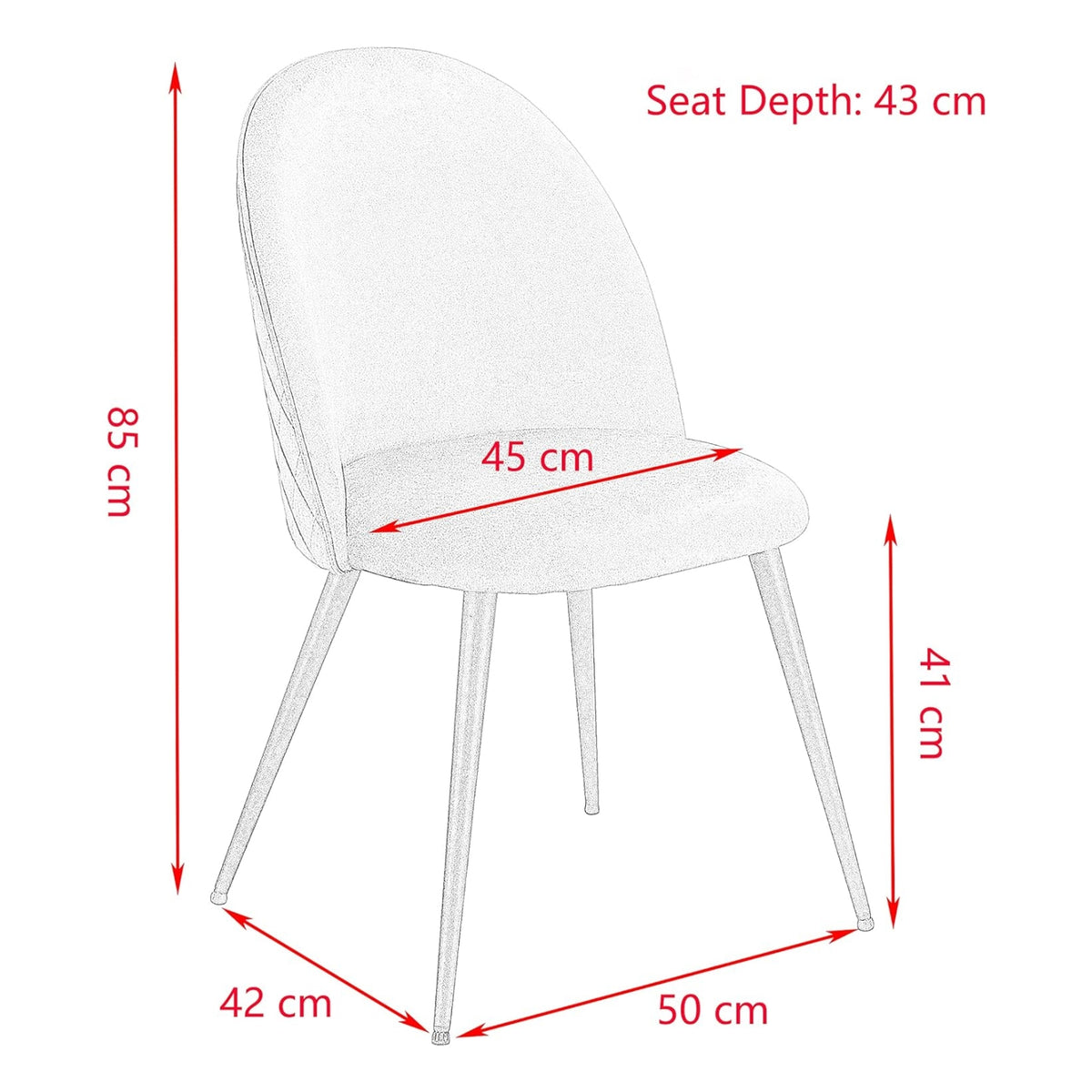 Detailed drawings and dimensions of a stylish dining chair by willa arlo.