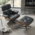 Eames lounge chair and ottoman, a classic combination of comfort and style.