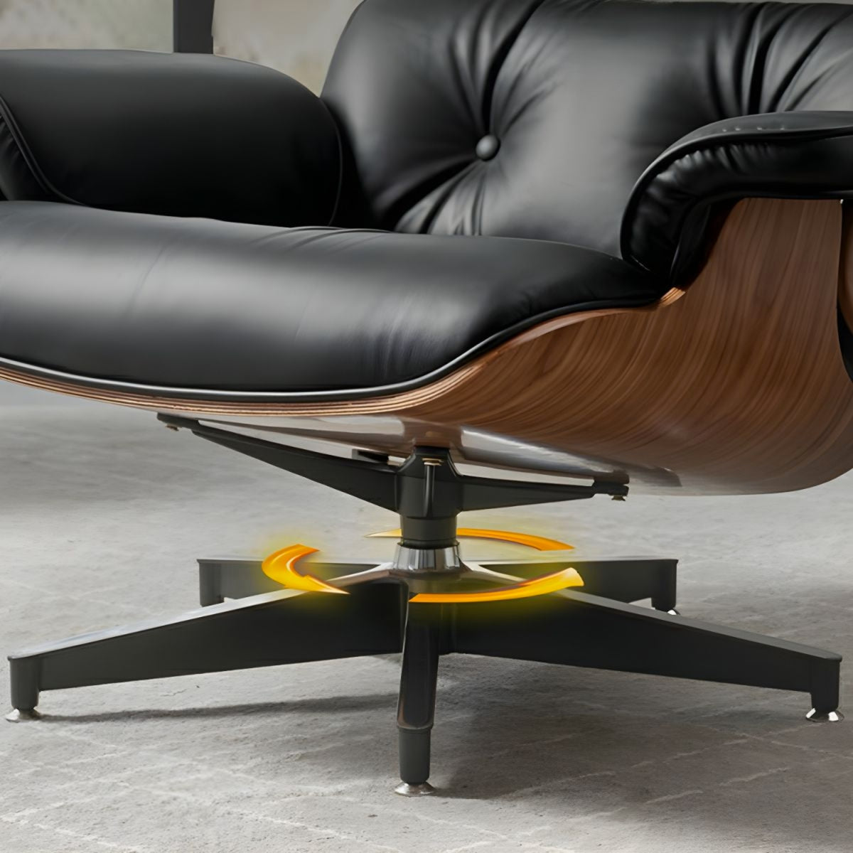 Eames lounge chair with swivel function base.