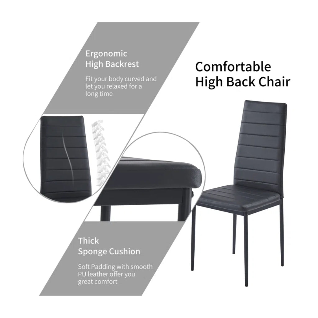 East Urban black pu dining chair features.
