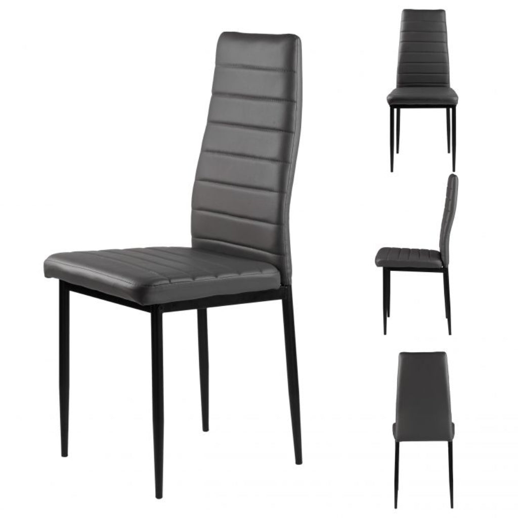 East Urban dark grey tall dining chair black view of all sides.