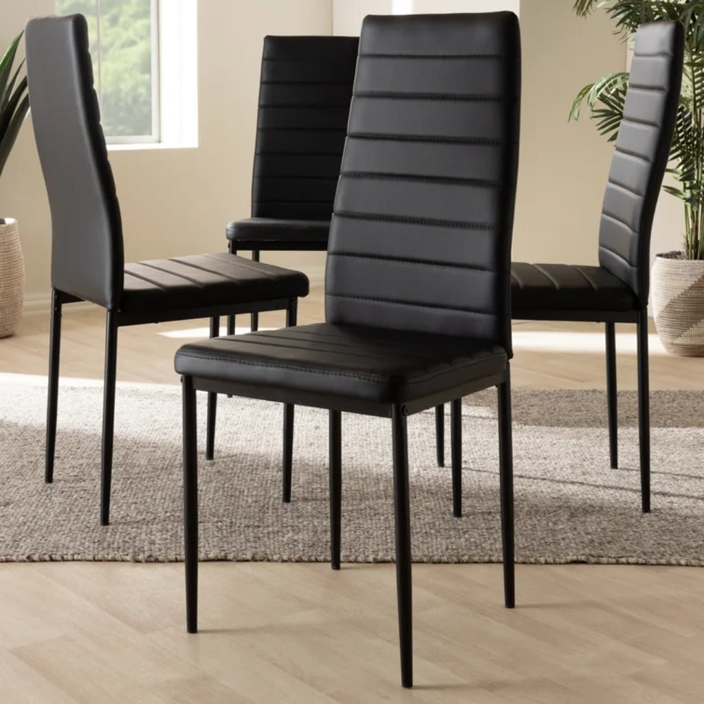 East Urban modern black pu chairs with sleek metal black legs.