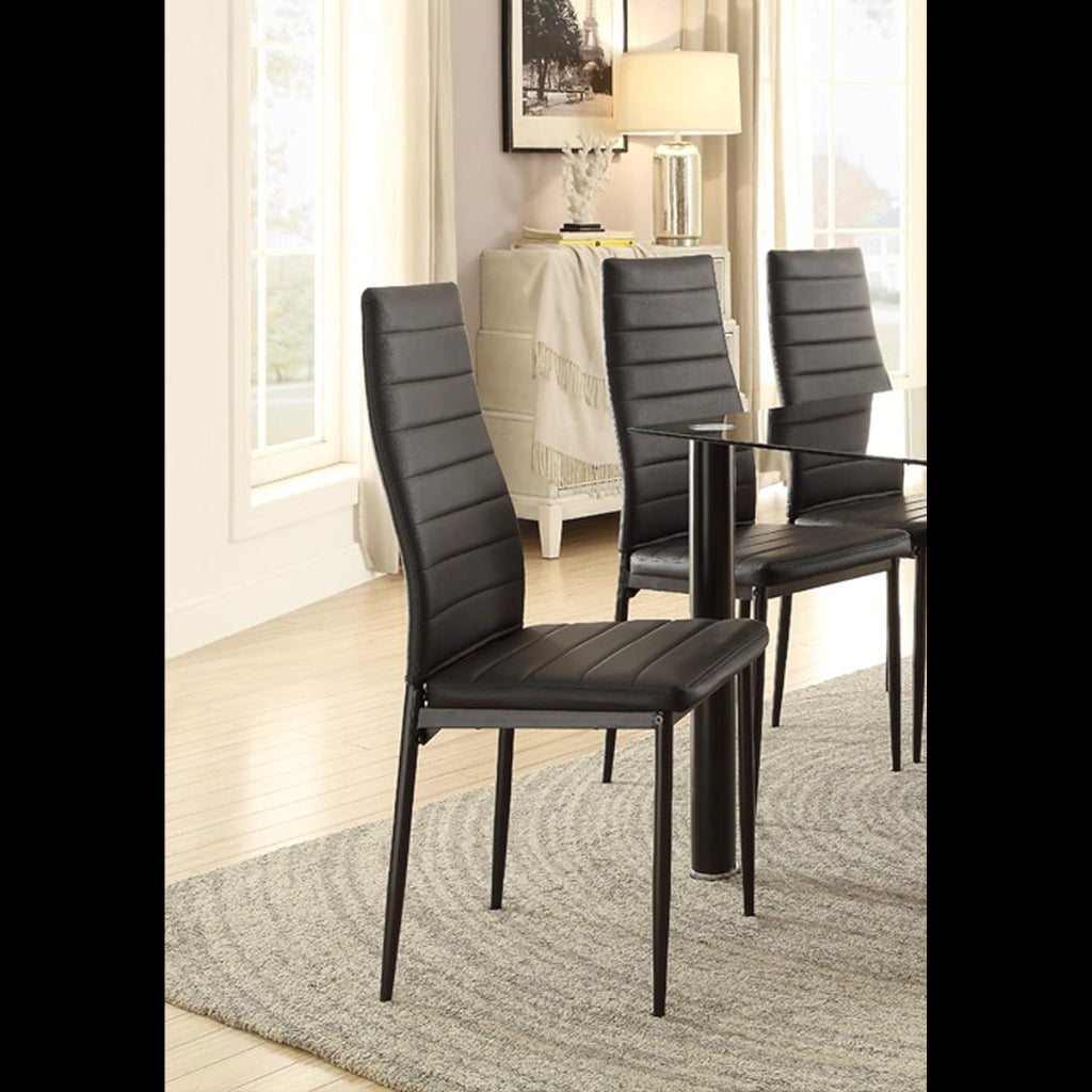 East Urban stylish black pu chairs with sleek metal black legs.