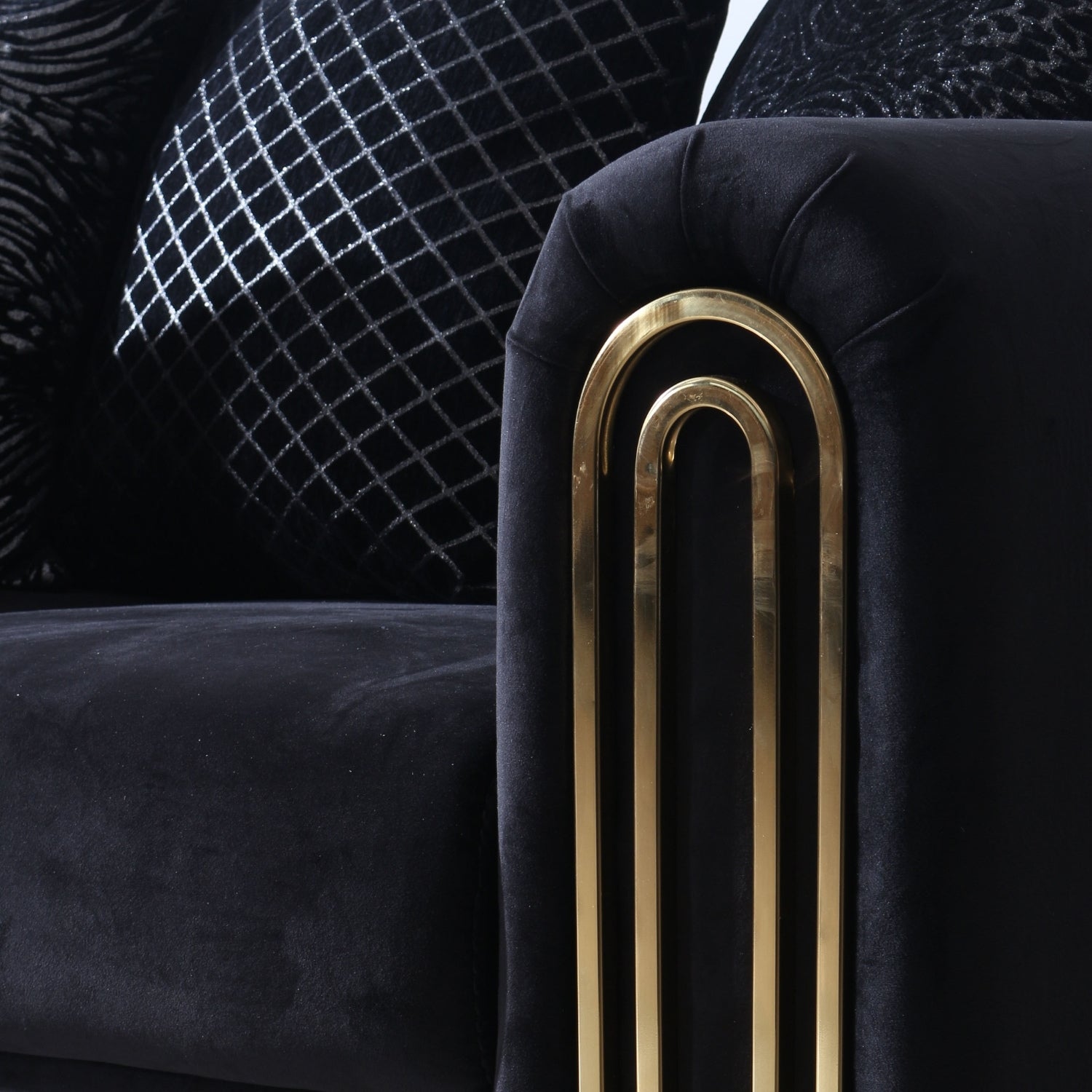 geneva sofa and armchair set gold metal armrest