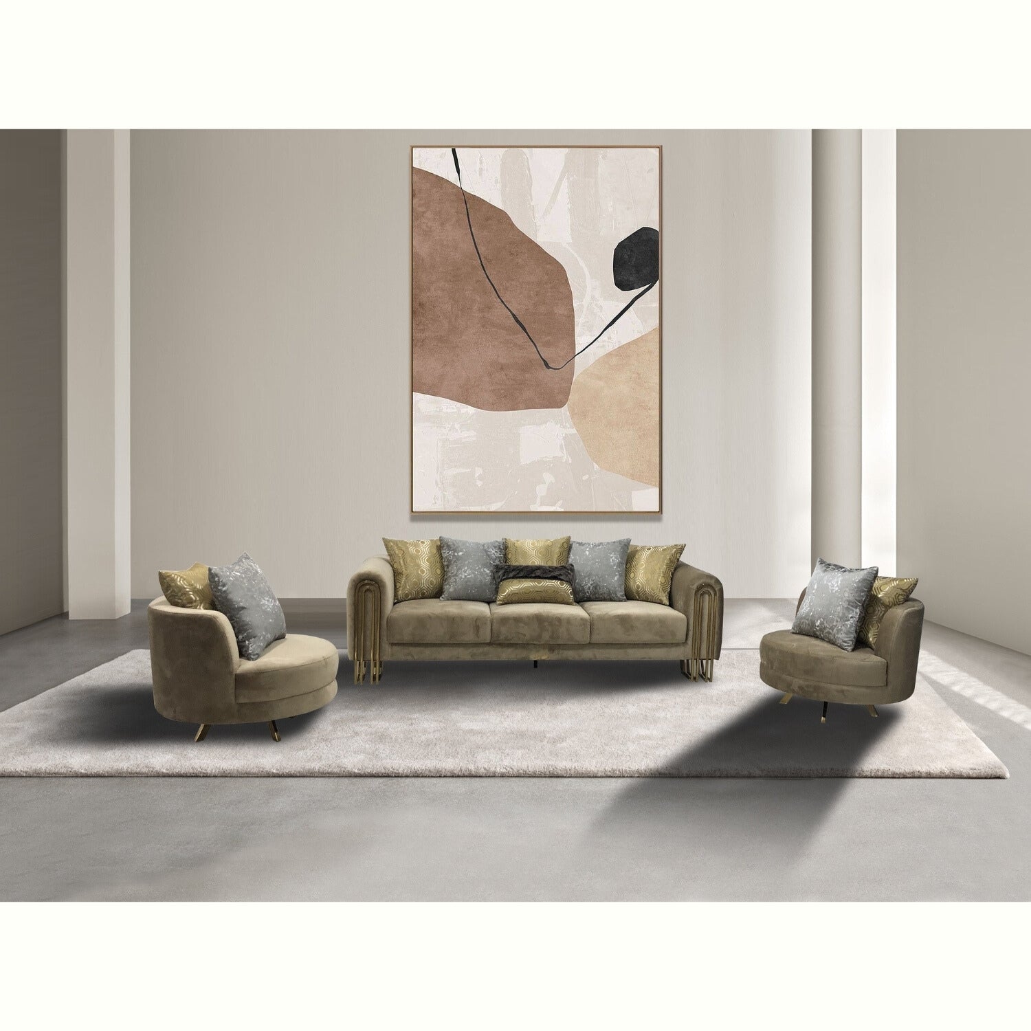 Geneva Sofa and Armchair Set, 3 PC Sienna Brown
