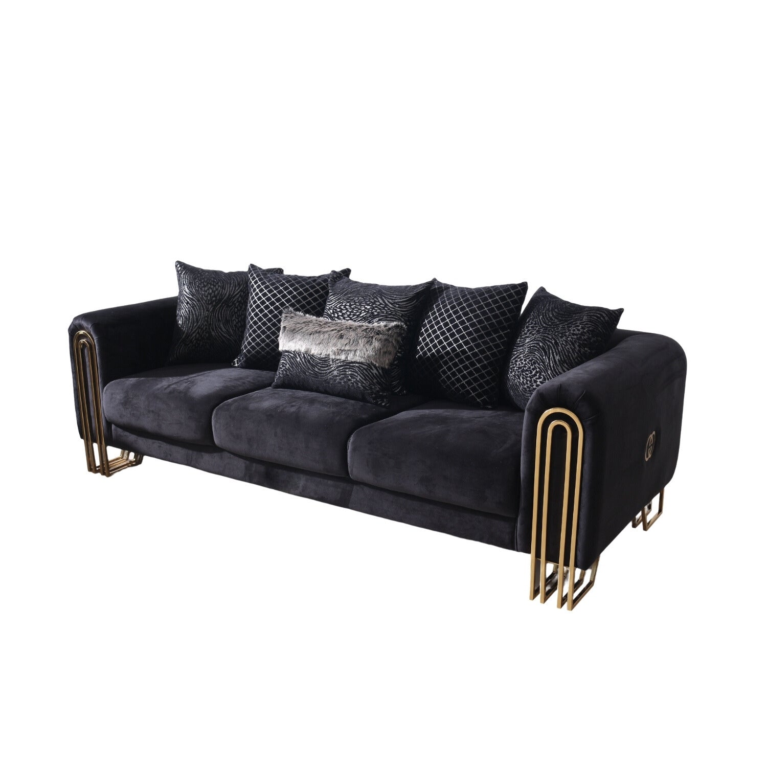 geneva sofa gold metal base black