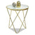 Gold metal frame side table with Aden White marble top.