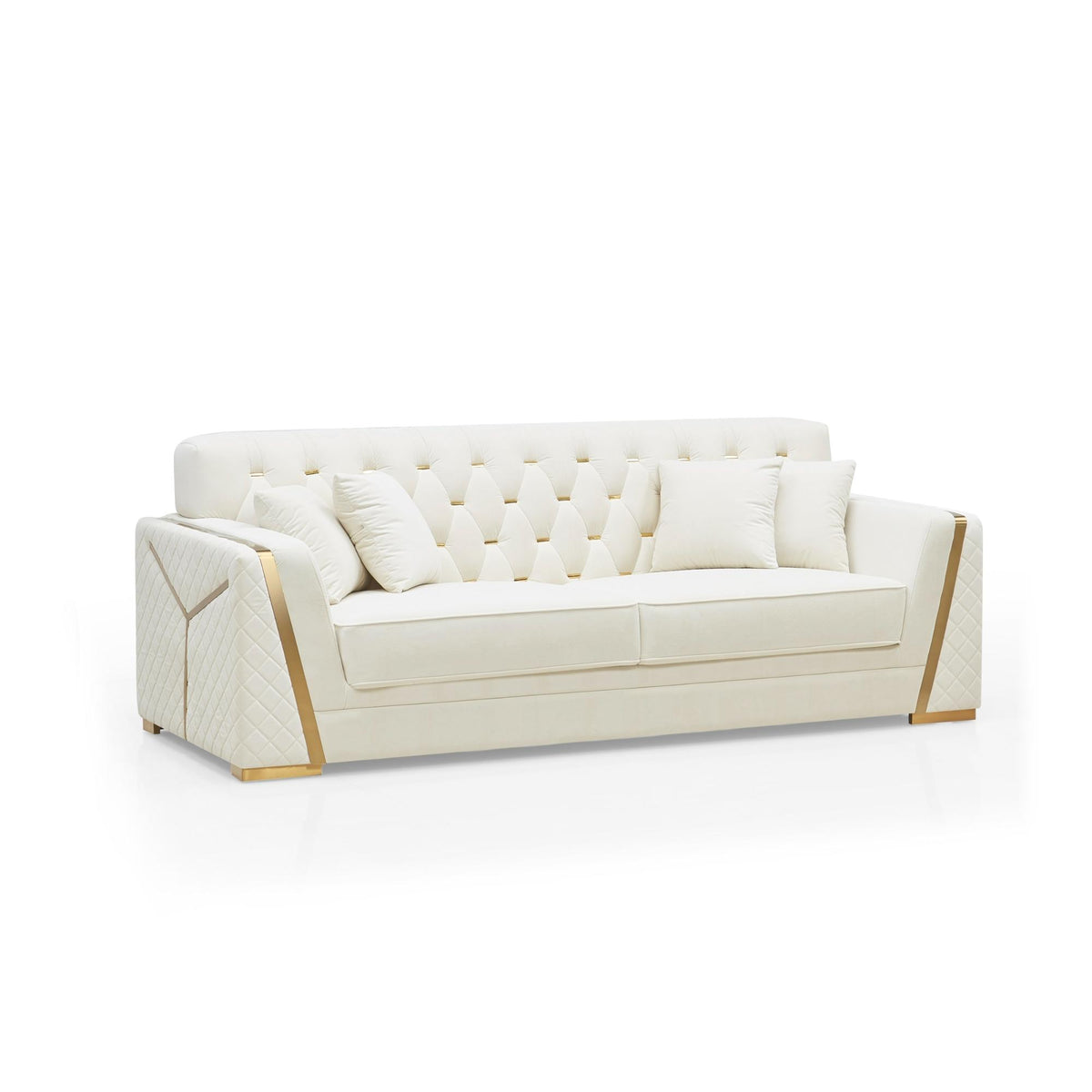 Isonzo Sofa Set – Diamond Tufted White