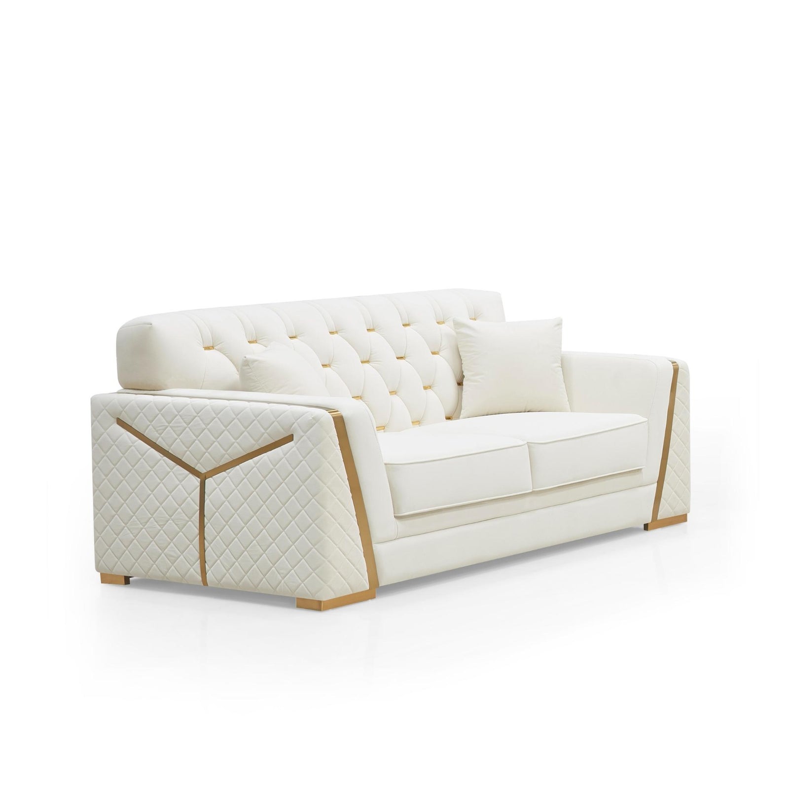 Isonzo Sofa Set – Diamond Tufted White