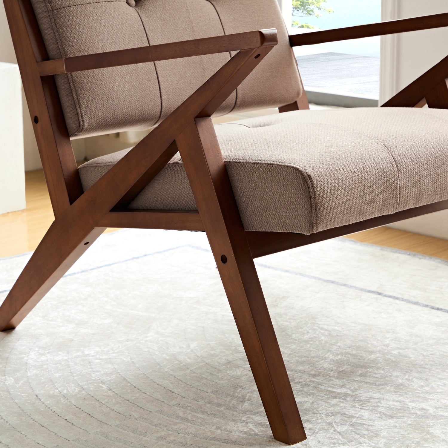 kayden accent armchair wood close up sienna brown