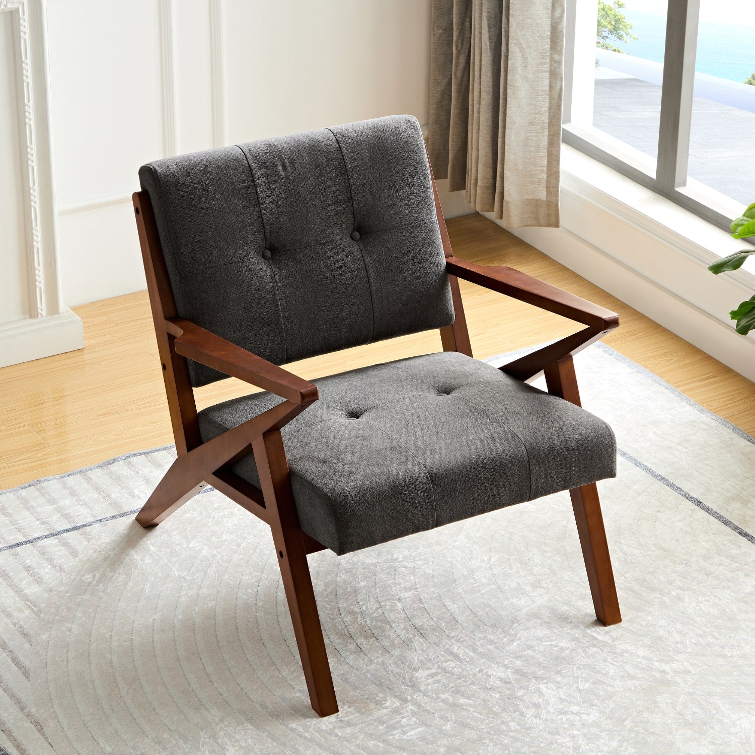 kayden accent armchair wood dark top view