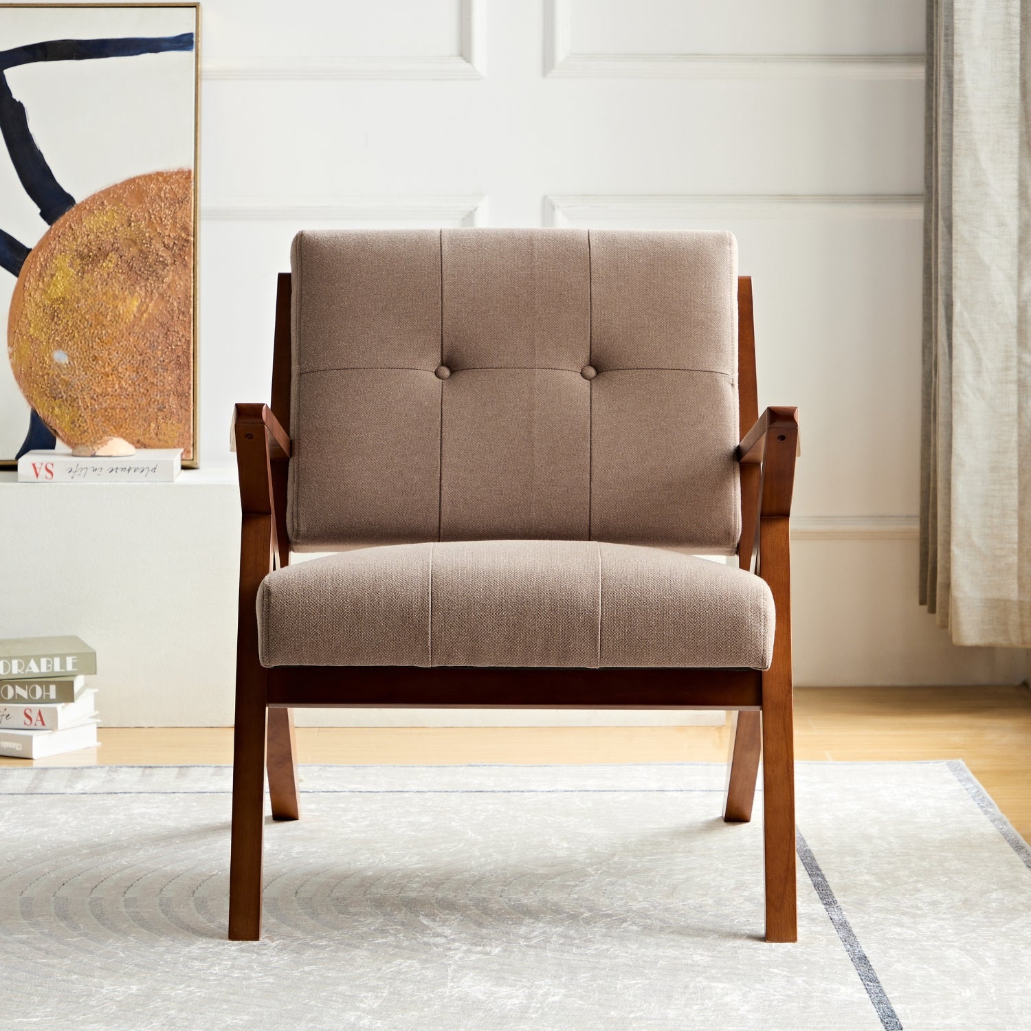 kayden accent armchair wood sienna brown home setting