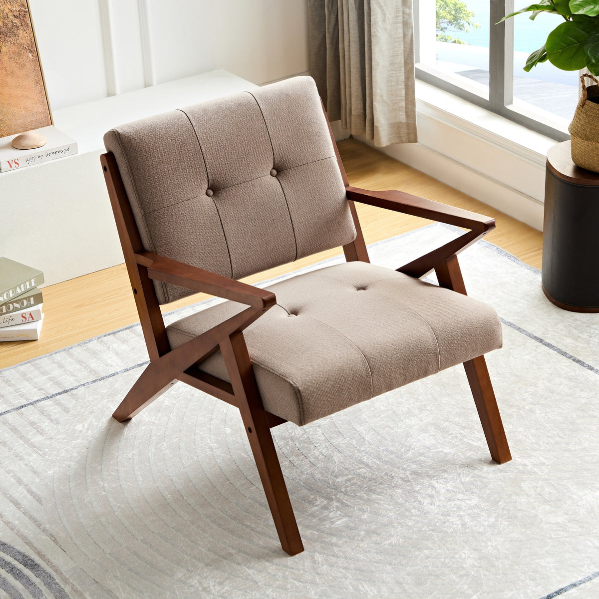 kayden accent armchair wood sienna brown top view