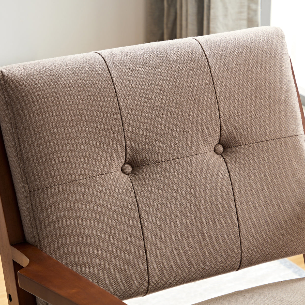 kayden accent armchair wood sienna brown tufting