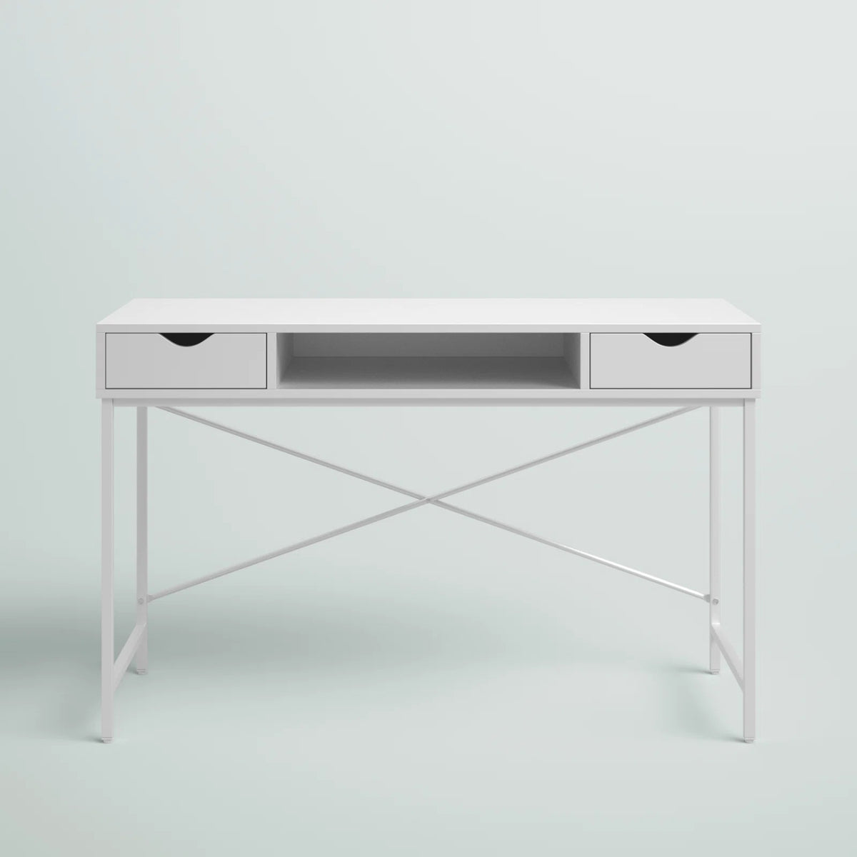 kiana writing desk with two drawers in white