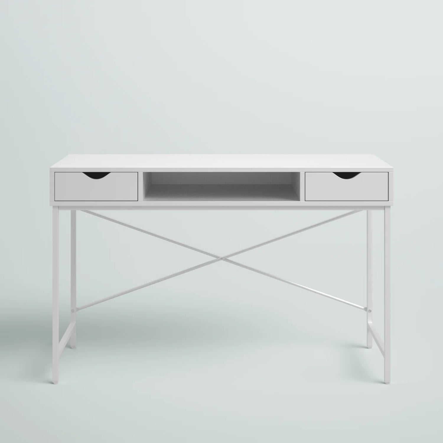 kiana writing desk with two drawers in white