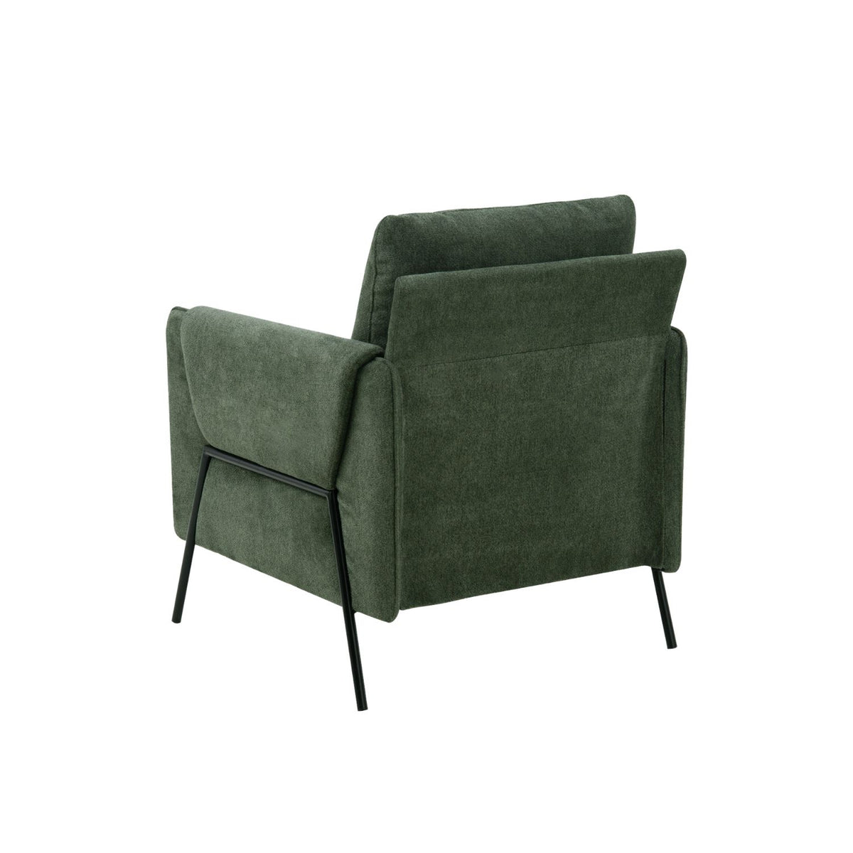 Angled back view of the Kreslo Green Armchair highlighting its design.