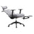 Kyona mesh gray office chair with a footrest and recliner providing comfort and support for long hours of work.
