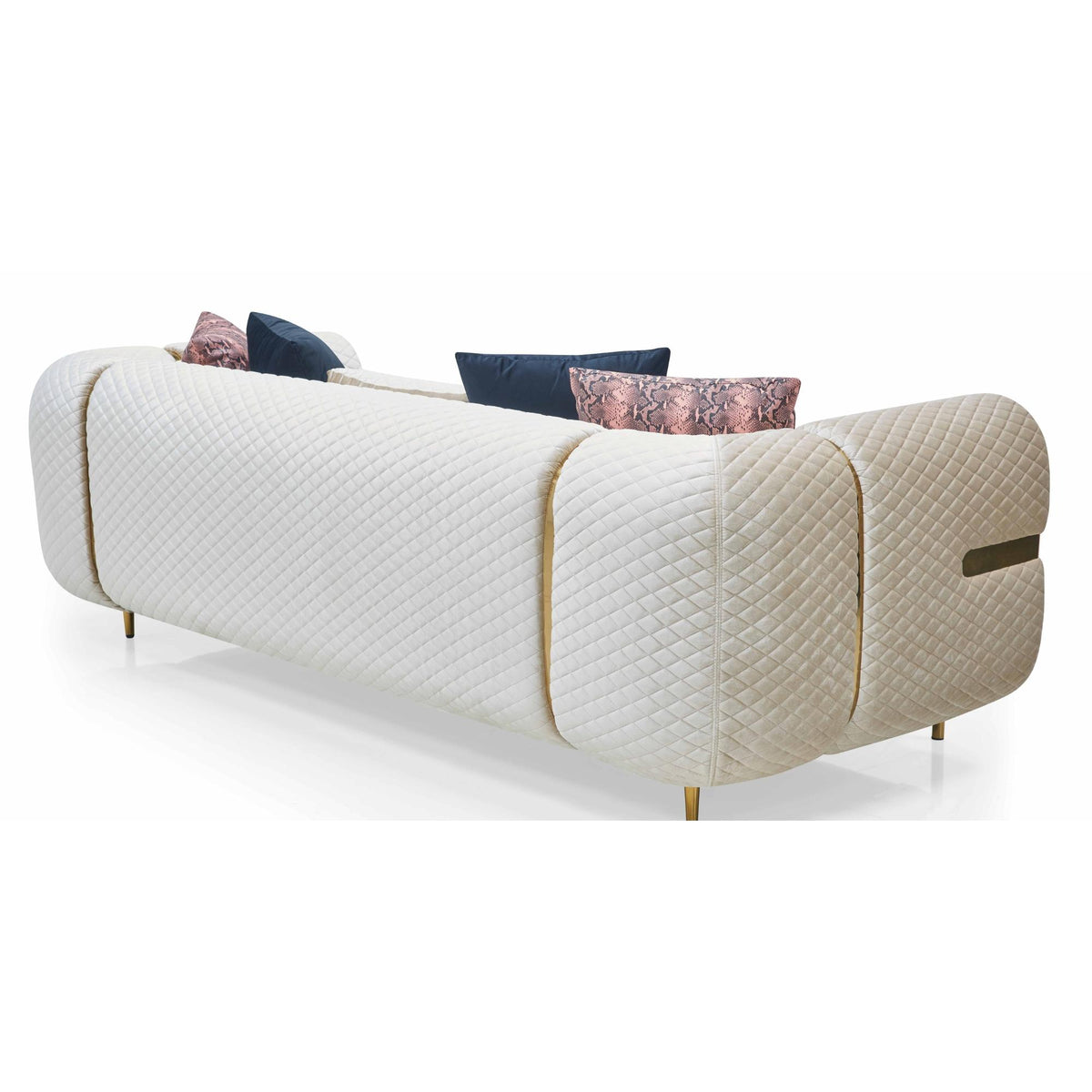 Marielle Sofa Set – Ivory & Black Gold Trim