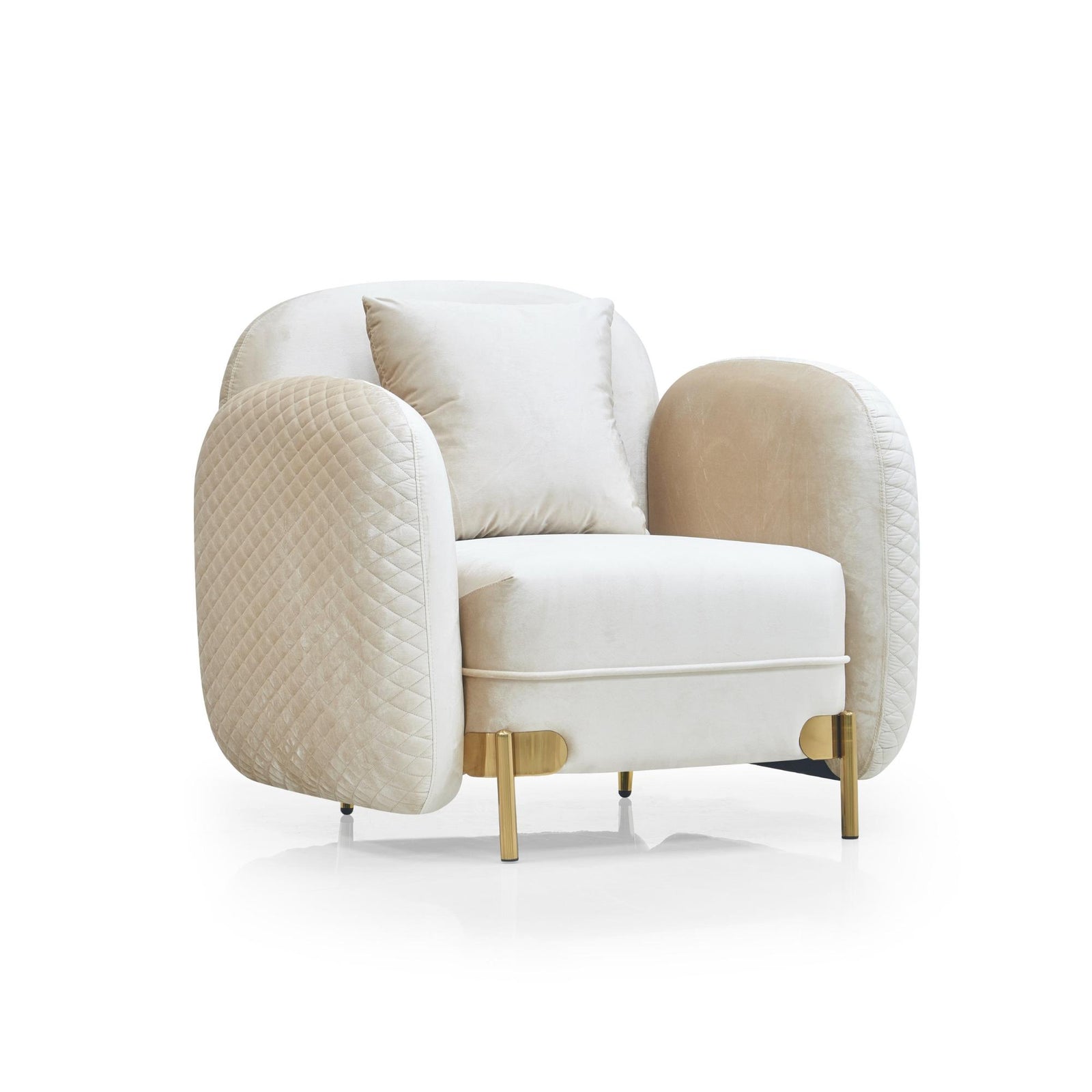 Marielle Sofa Set – Ivory & Black Gold Trim