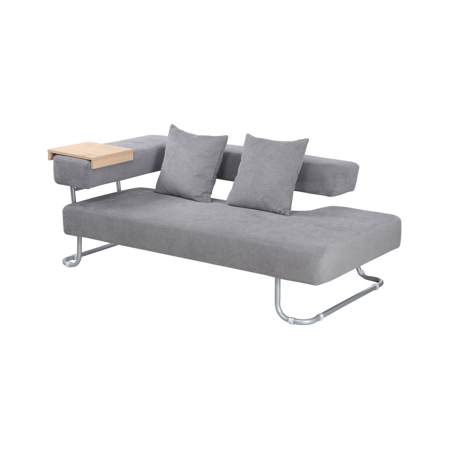 Oslo Grey Sleeper Couch with Grey Legs in a modern living room setting