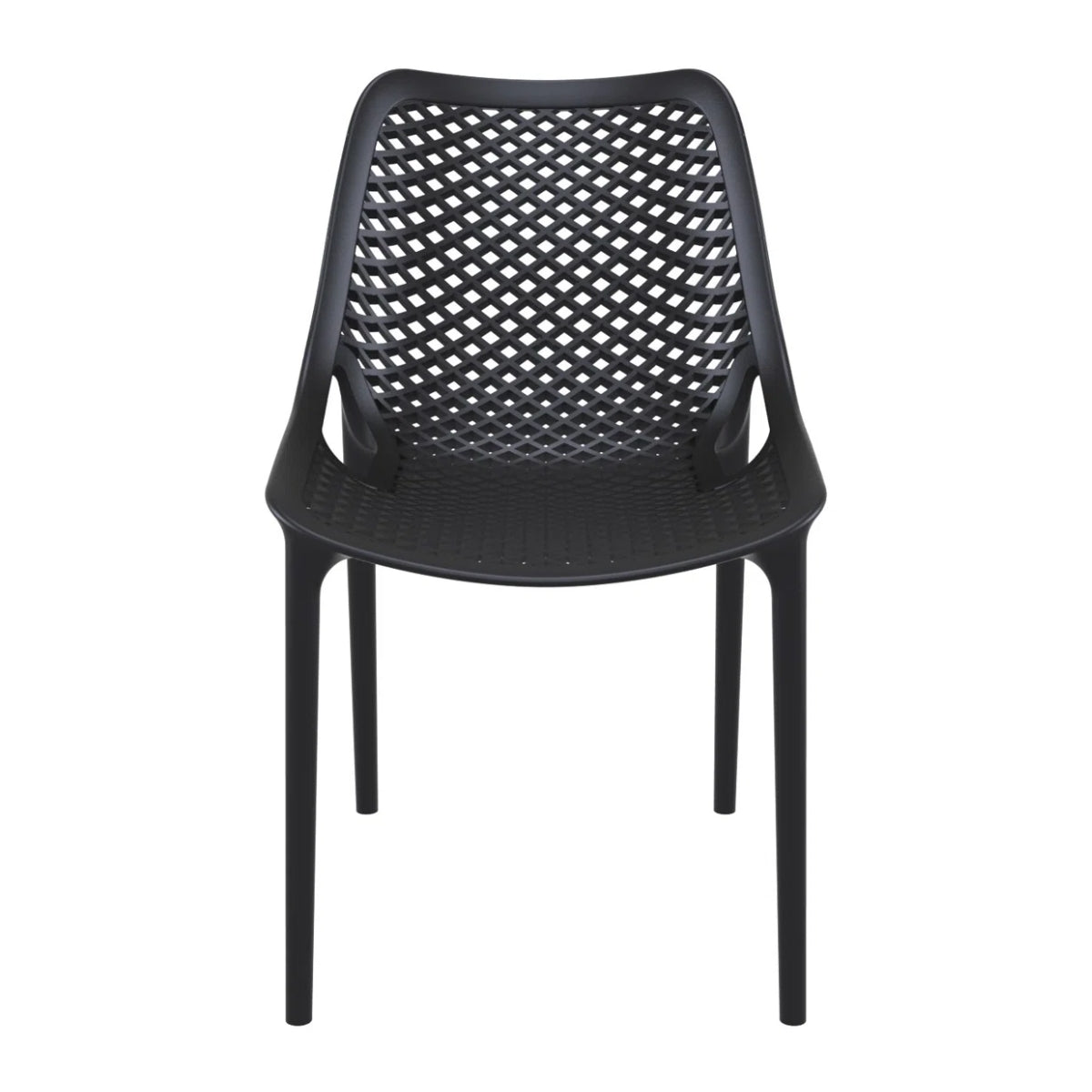 Replica Bilros Chair in black, front view for indoor and outdoor use