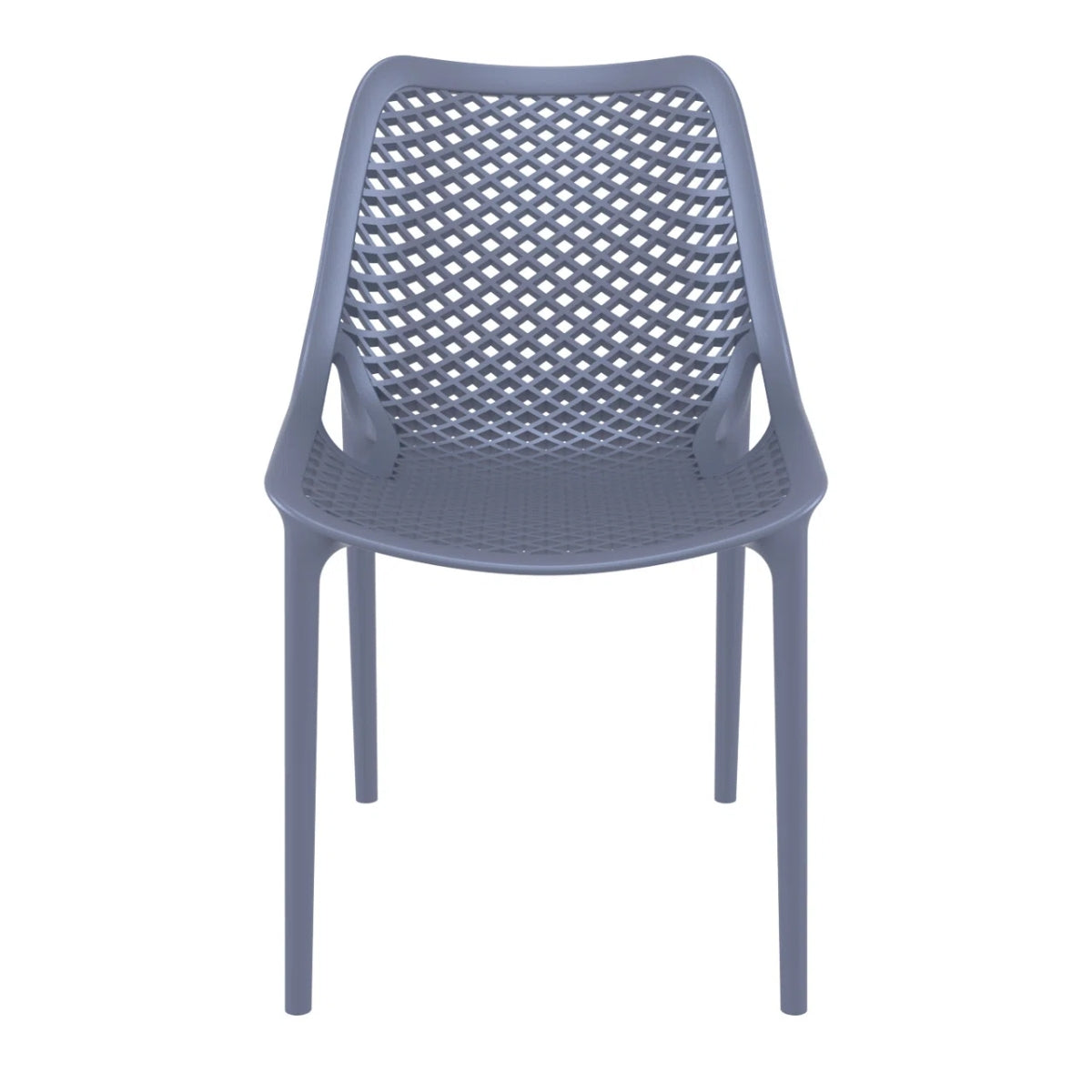 Replica Bilros Chair in dark grey, front view for indoor and outdoor use