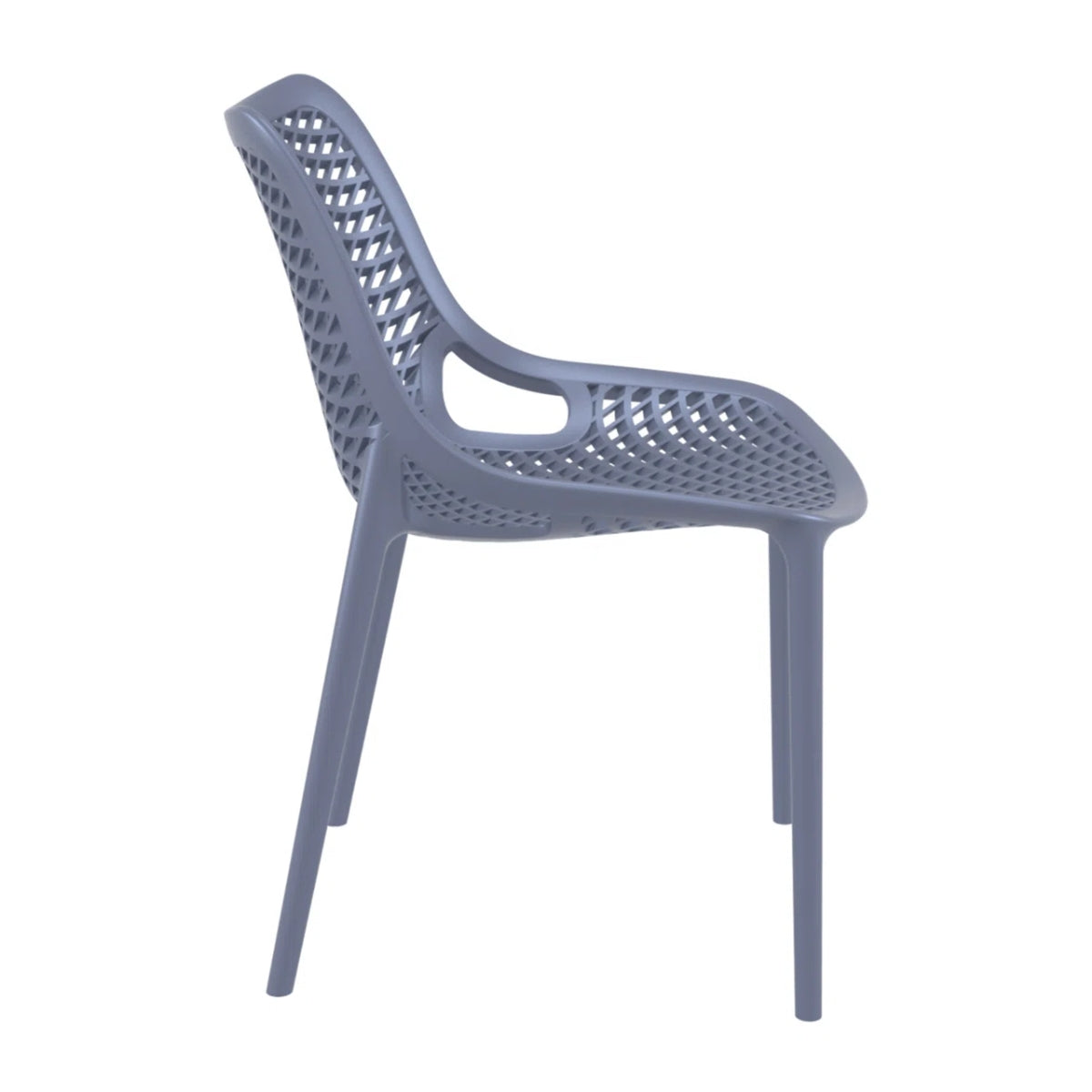 Replica Bilros Chair in dark grey, side view for indoor and outdoor use