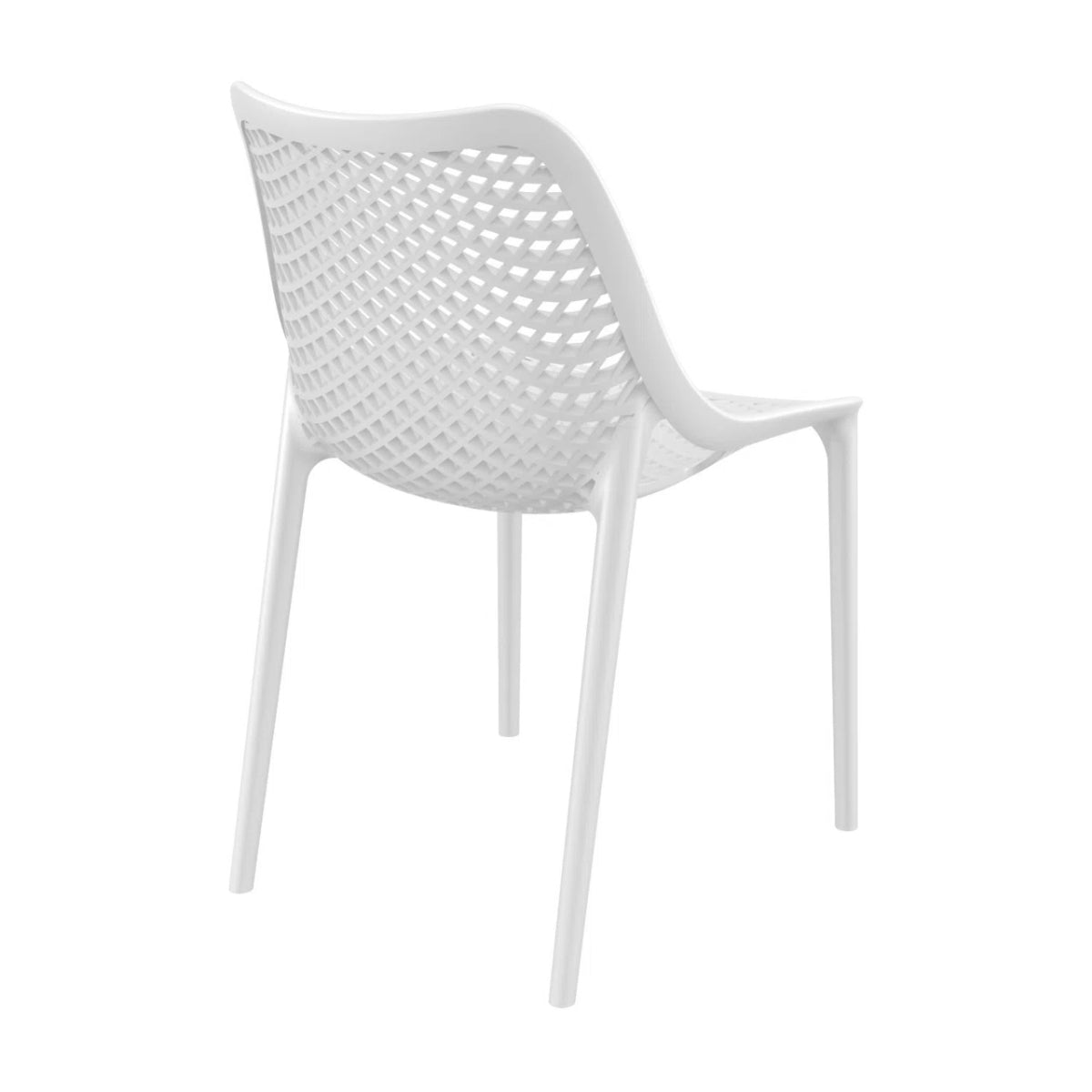 Replica Bilros Chair in white, angled back view for indoor and outdoor use